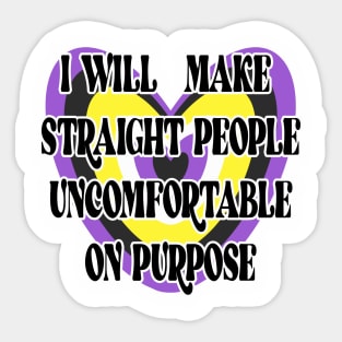 I will make straight people uncomfortable on purpose Sticker